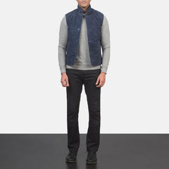 Zaret Blue Suede Vest Jacket