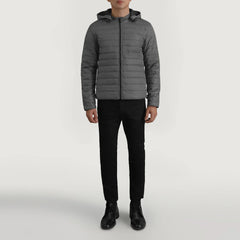 Vimor Grey Leather Hooded Jacket