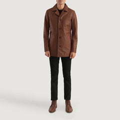 Mivus Brown Leather Coat Jacket
