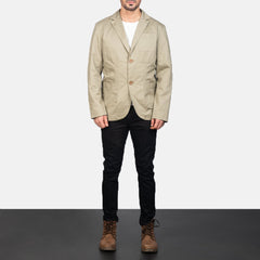Suros Beige Leather Blazer Jacket