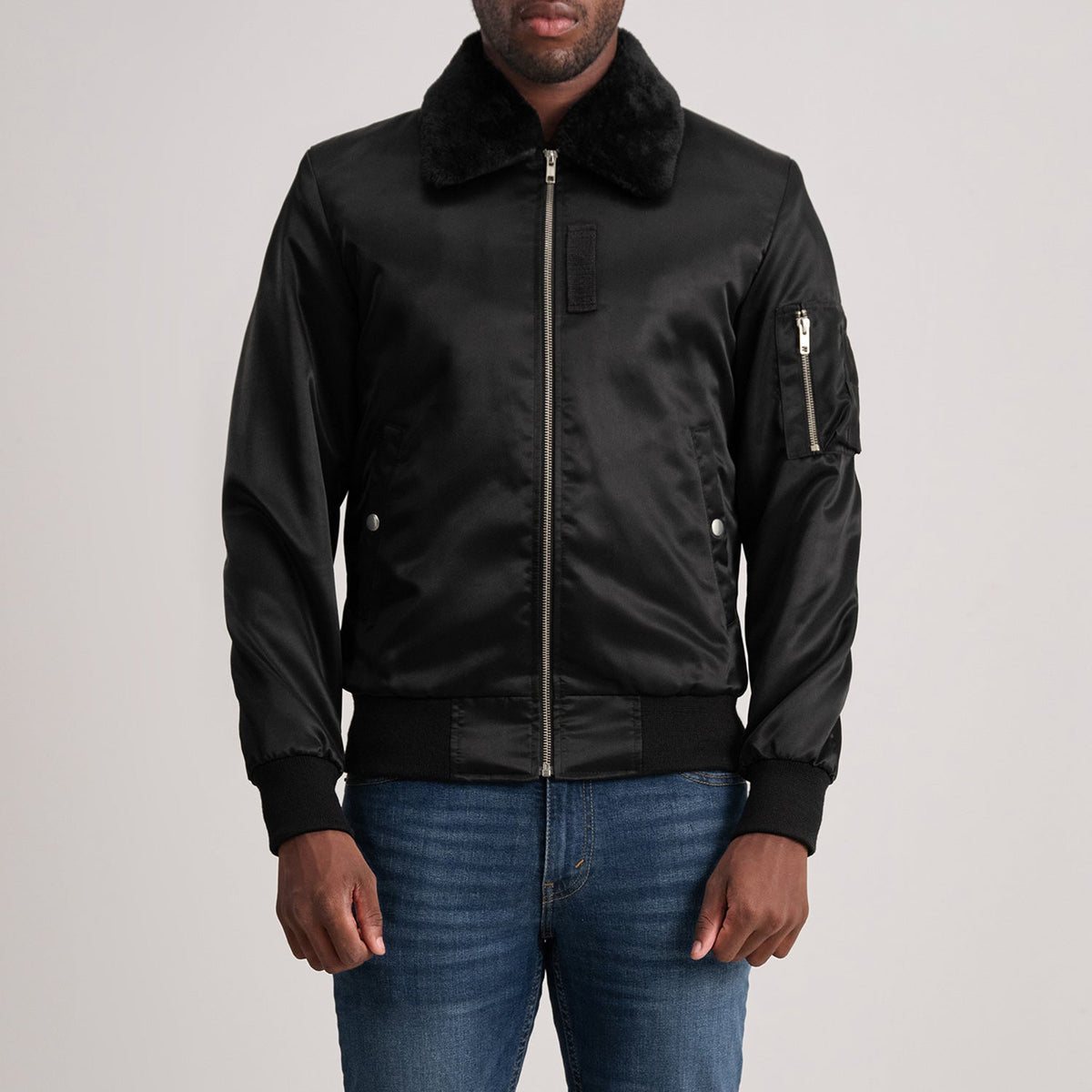 Kosar Black Leather Bomber Jacket