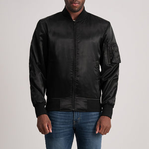 Arlis Black Leather Bomber Jacket