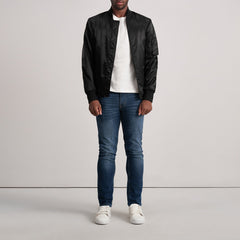 Arlis Black Leather Bomber Jacket