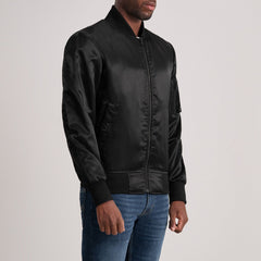 Arlis Black Leather Bomber Jacket