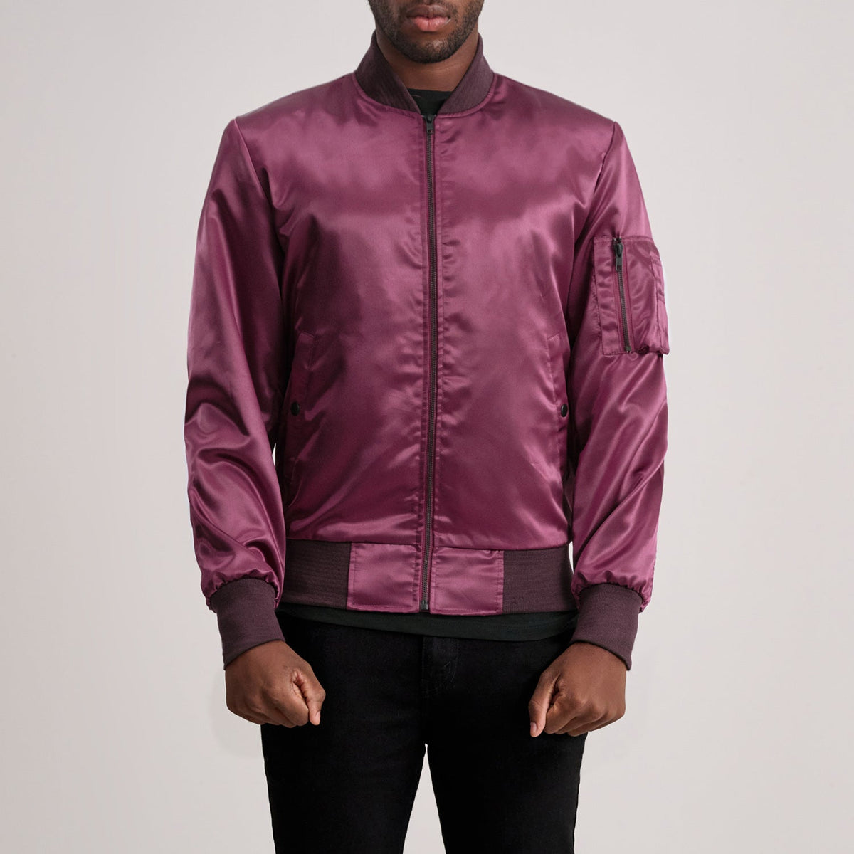 Arlis Maroon Leather Bomber Jacket