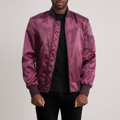 Arlis Maroon Leather Bomber Jacket