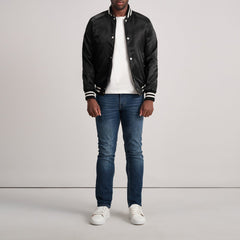Yaken Black Leather Varsity Jacket