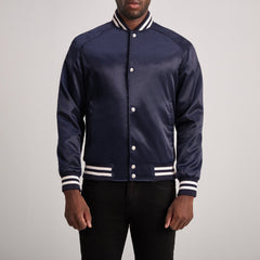 Yaken Blue Leather Varsity Jacket