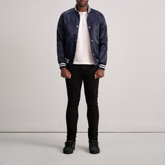 Yaken Blue Leather Varsity Jacket