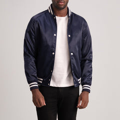 Yaken Blue Leather Varsity Jacket