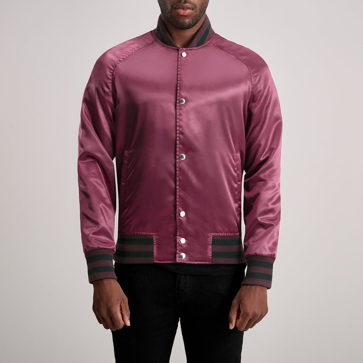 Yaken Maroon Leather Varsity Jacket