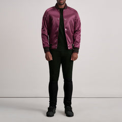 Yaken Maroon Leather Varsity Jacket