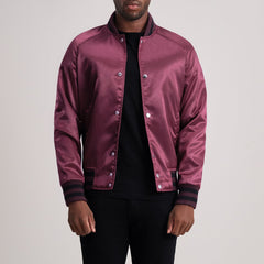 Yaken Maroon Leather Varsity Jacket