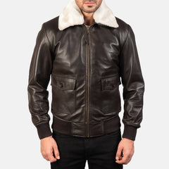 Nitor Brown Leather Bomber Jacket