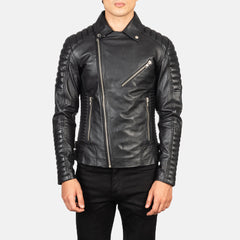 Konis Black Leather Biker Jacket