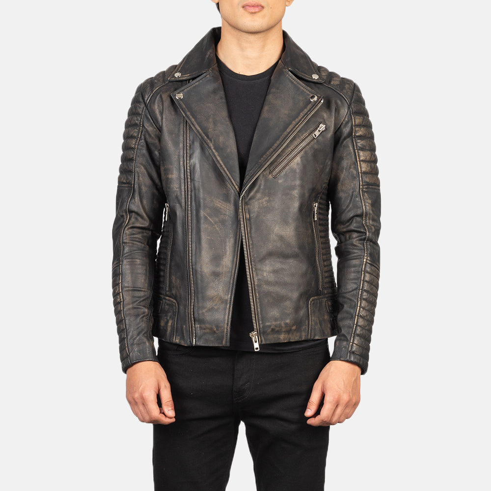 Konis Brown Leather Biker Jacket