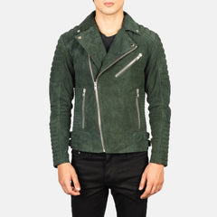 Konis Green Suede Biker Jacket