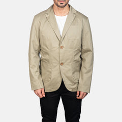 Suros Beige Leather Blazer Jacket