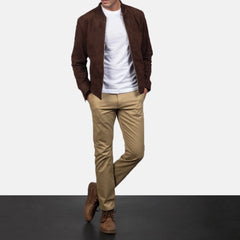 Takon Mocha Suede Bomber Jacket