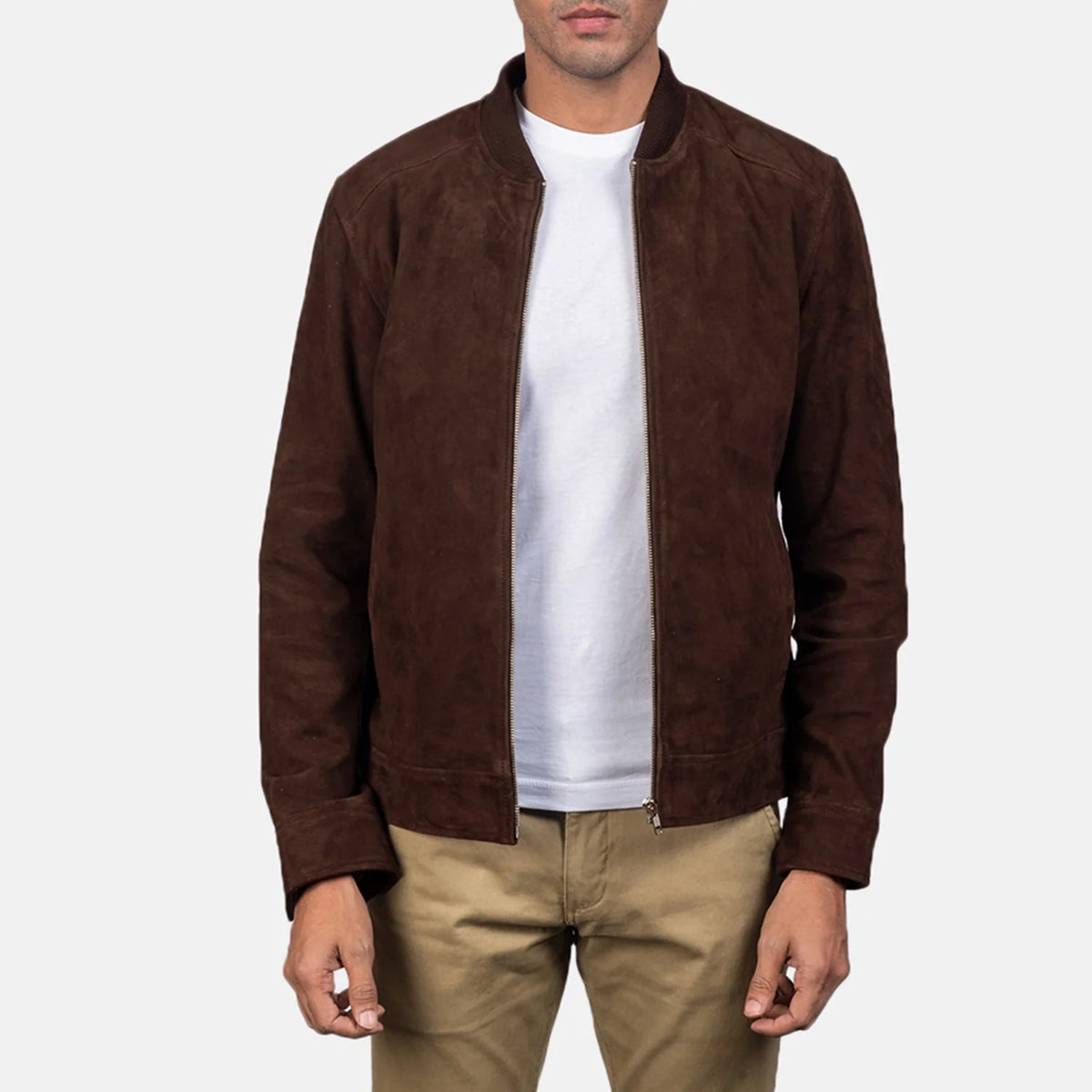 Takon Mocha Suede Bomber Jacket