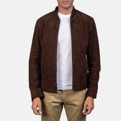 Takon Mocha Suede Bomber Jacket