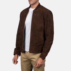 Takon Mocha Suede Bomber Jacket