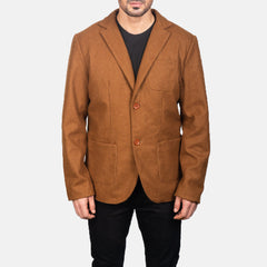 Suros Khaki Leather Blazer Jacket