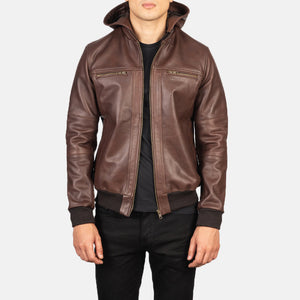 Luson Brown Leather Bomber Jacket