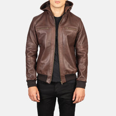 Luson Brown Leather Bomber Jacket