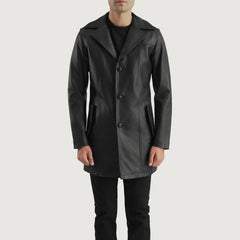 Nosus Black Leather Coat Jacket