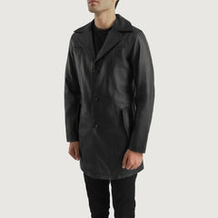 Nosus Black Leather Coat Jacket