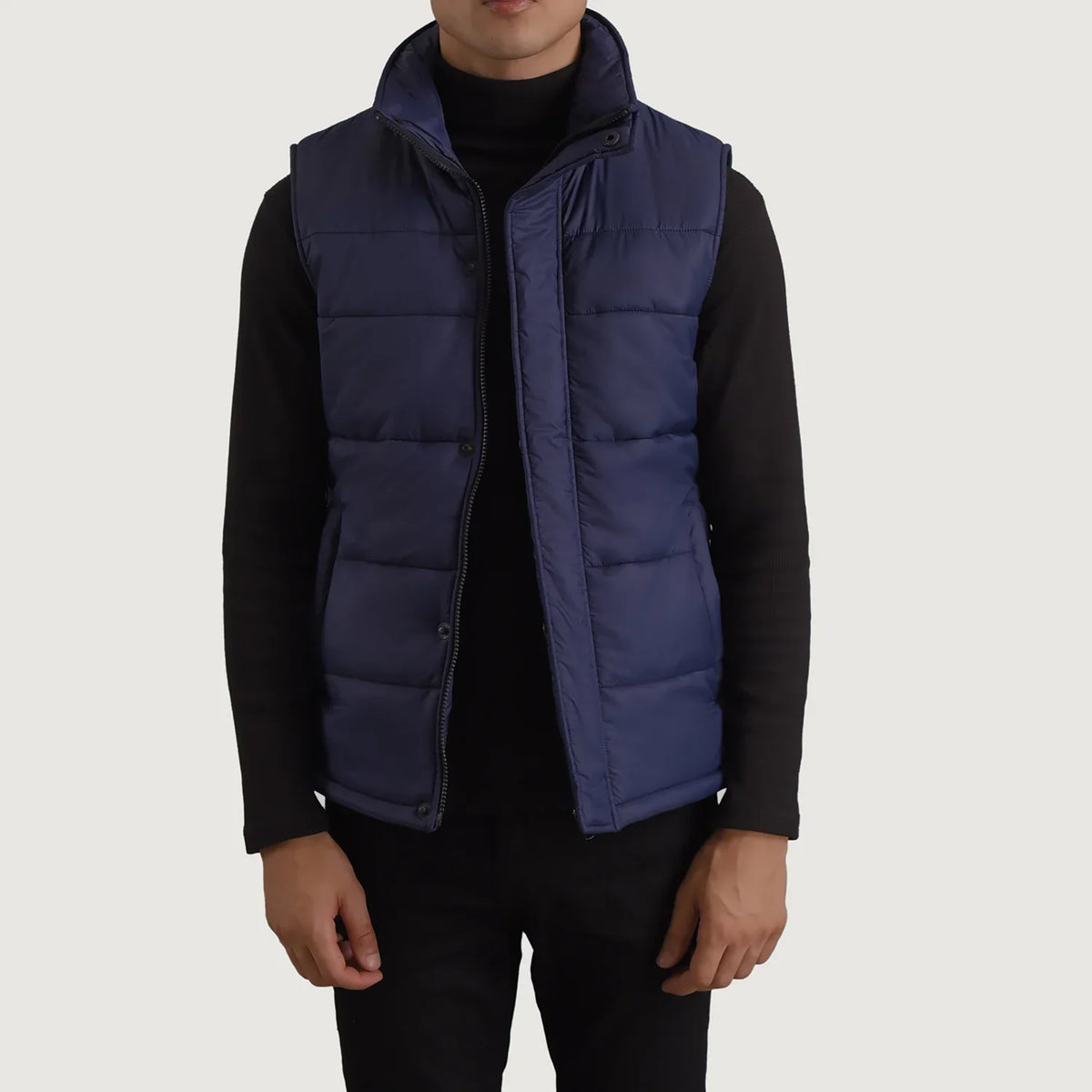 Kegen Blue Leather Vest Jacket