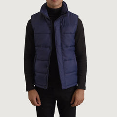 Kegen Blue Leather Vest Jacket
