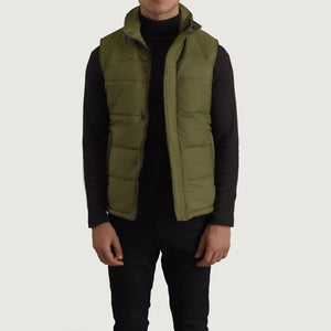 Kegen Green Leather Vest Jacket