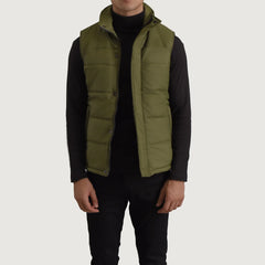 Kegen Green Leather Vest Jacket