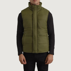 Kegen Green Leather Vest Jacket
