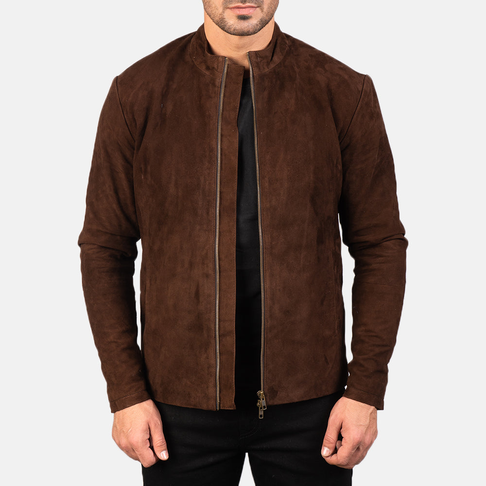 Zeren Mocha Suede Biker Jacket