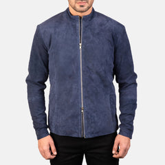 Zeren Blue Suede Biker Jacket