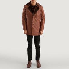 Vegen Brown Leather Coat Jacket