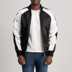 Minum Black Leather Varsity Jacket