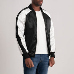 Minum Black Leather Varsity Jacket
