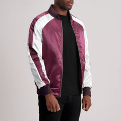 Minum Maroon Leather Varsity Jacket