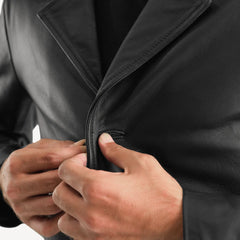 Subos Black Leather Coat Jacket