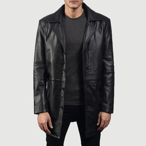 Subos Black Leather Coat Jacket