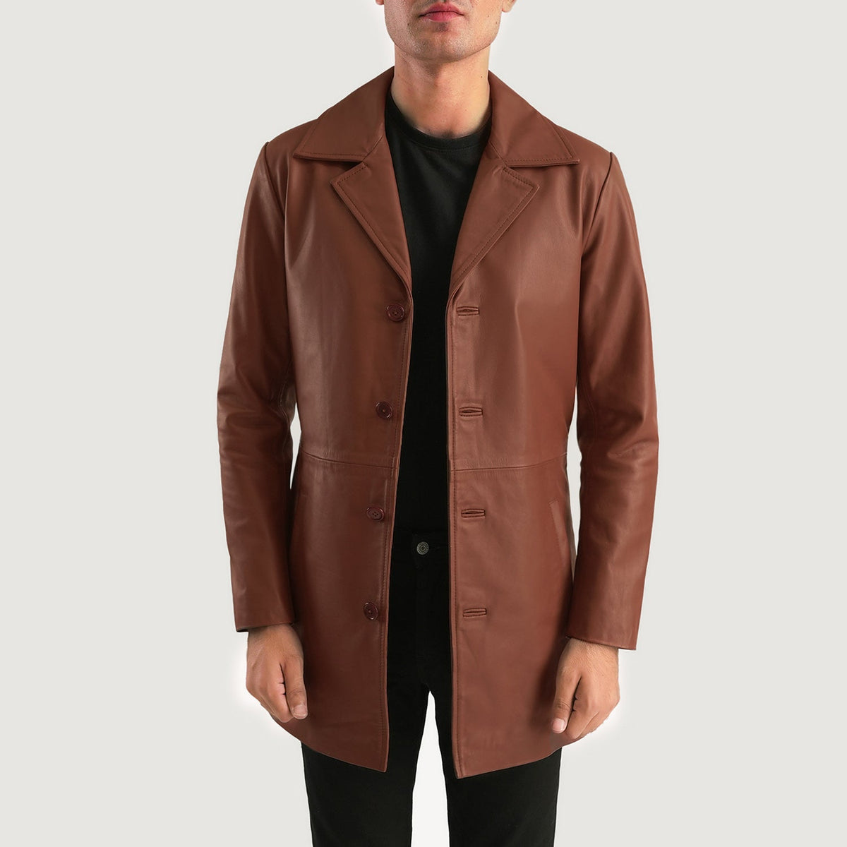 Subos Brown Leather Coat Jacket