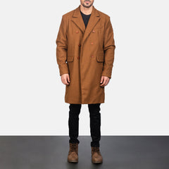 Claud Khaki Wool Double Breasted Coat