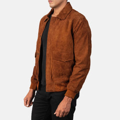 Komin Brown Suede Bomber Jacket