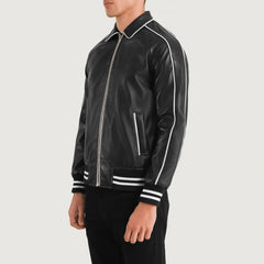 Jopar Black Leather Varsity Jacket
