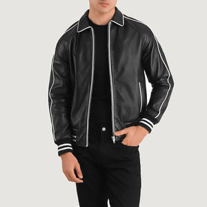 Jopar Black Leather Varsity Jacket