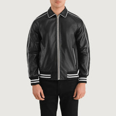Jopar Black Leather Varsity Jacket